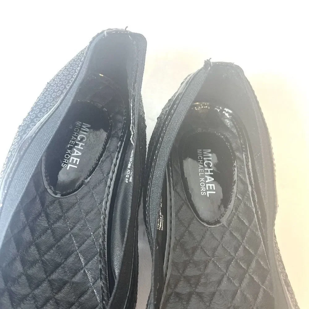 MICHAEL Michael Kors Women's Beaded Flats Youth Size 4 Comfort Shoe Black Loafer